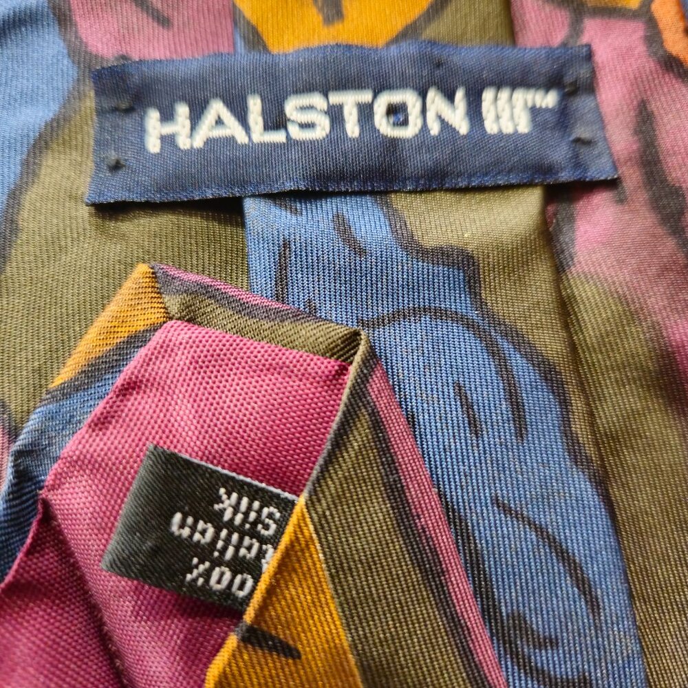 Halston III Silk Tie Italian Colorful - Picture 8 of 8